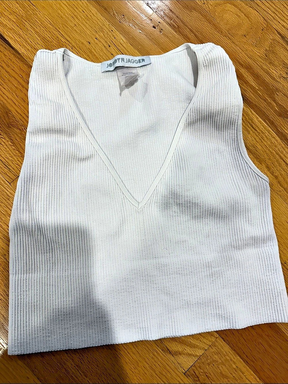 V-Neck Ribbed Tank Top in White